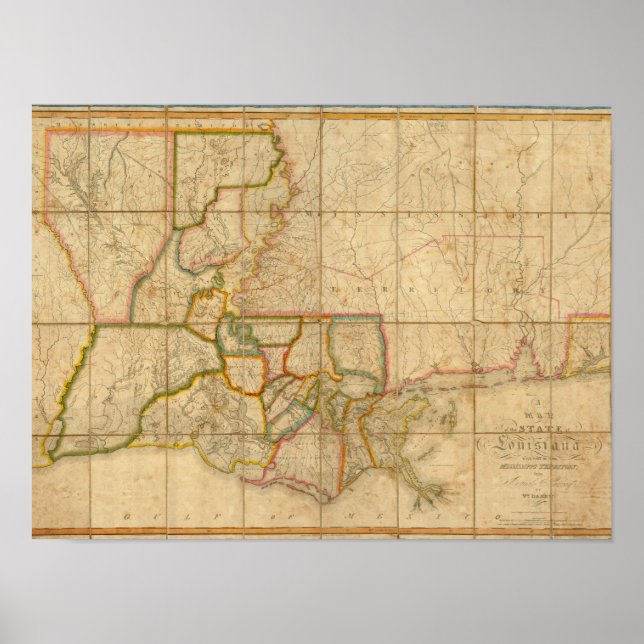 A Map of the State of Louisiana Poster (Front)