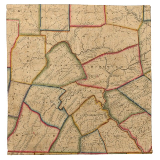 A Map Of The State Of Pennsylvania Cloth Napkin (Front)