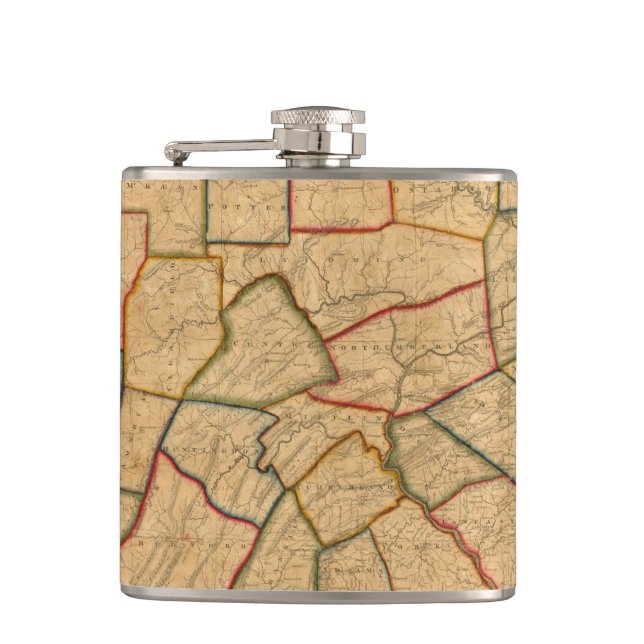 A Map Of The State Of Pennsylvania Hip Flask (Front)