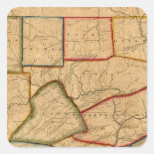 A Map Of The State Of Pennsylvania Square Sticker
