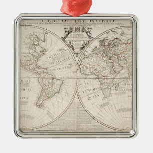 A Map of the World Metal Ornament