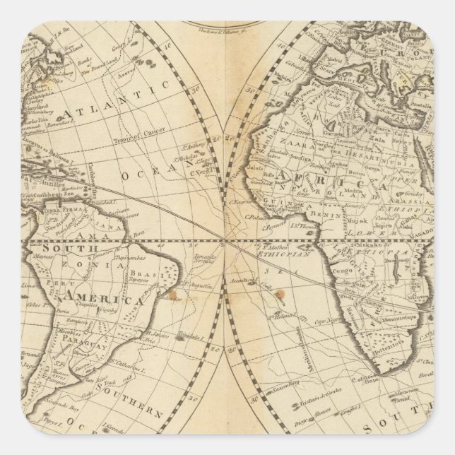 A Map of the World Square Sticker (Front)