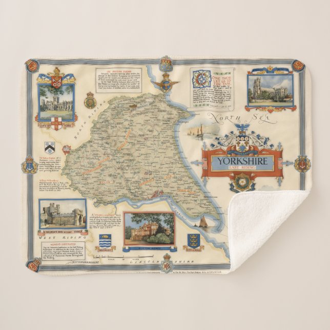 A Map of Yorkshire: East Riding Sherpa Blanket (Front (Horizontal))