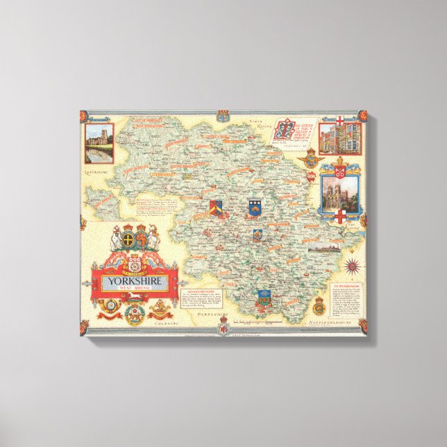 A Map of Yorkshire: West Riding Canvas Print (Front)