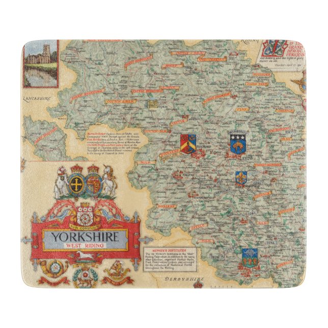 A Map of Yorkshire: West Riding Cutting Board (Front)