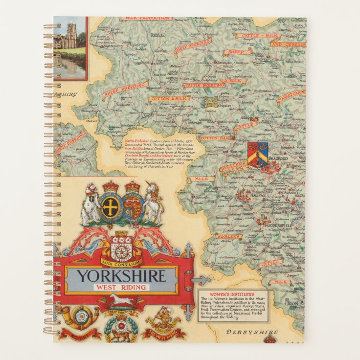 A Map of Yorkshire West Riding Planner Zazzle