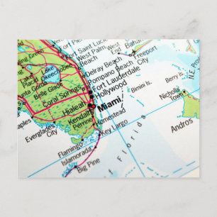 A map showing the American city of Miami Postcard