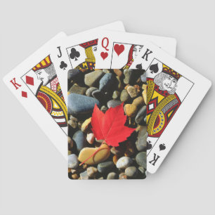 A Maple leaf on a Rock Background Poker Cards