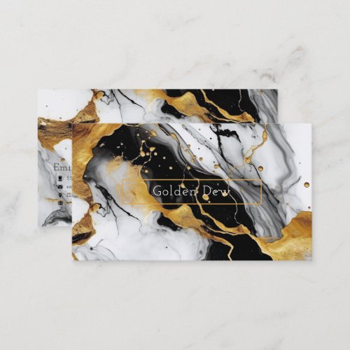A Marble Pattern in Black White and Gold Business Card