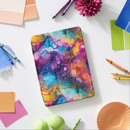 A Marble Pattern in  Rainbow and Gold iPad Air Cover