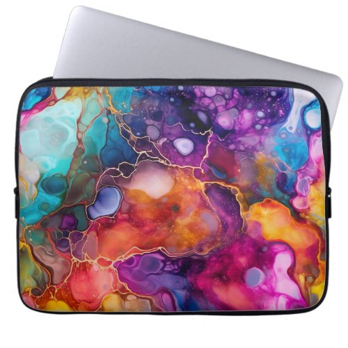 A Marble Pattern in  Rainbow and Gold Laptop Sleeve