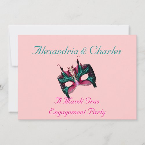 A Mardi Gras Engagement Party _ TurquoisePink Invitation