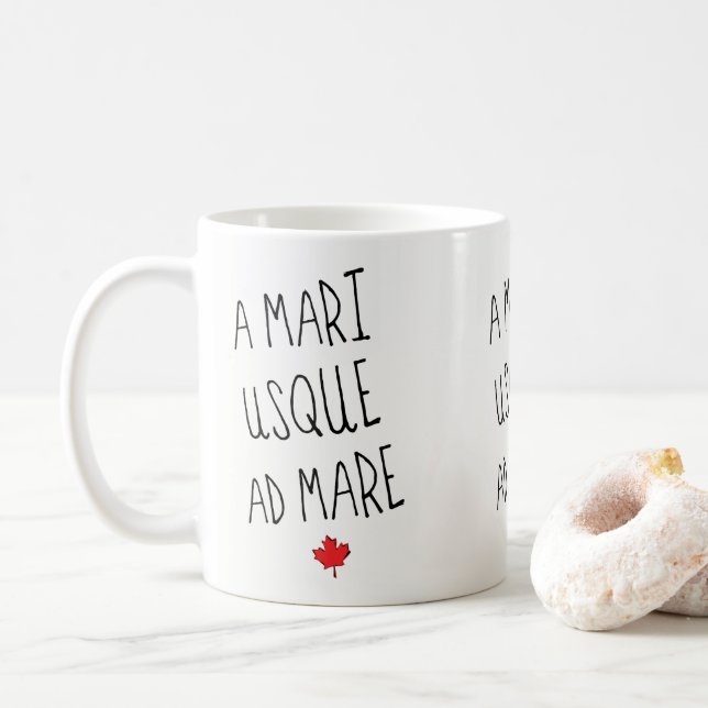 A Mari Usque Ad Mare Mug Canada Motto (With Donut)