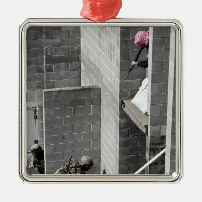 A Marine and role-playing enemy aggressor Metal Ornament (Front)