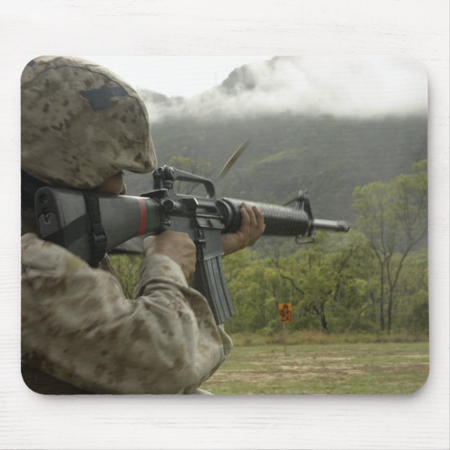 A Marine conducts drills Mouse Pad (Front)