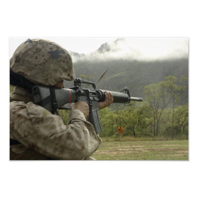 A Marine conducts drills Photo Print (Front)