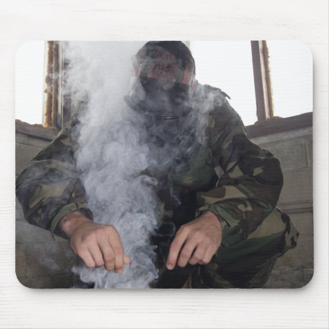 A marine fills the gas chamber with more CS gas Mouse Pad (Front)