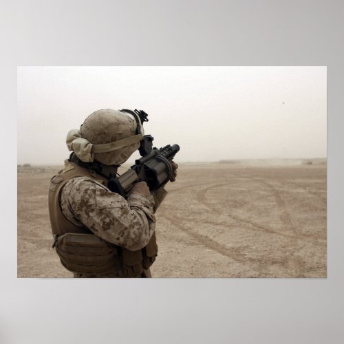 A Marine fires the M_32 Poster