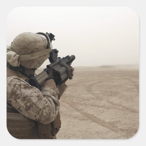 A Marine fires the M_32 Square Sticker