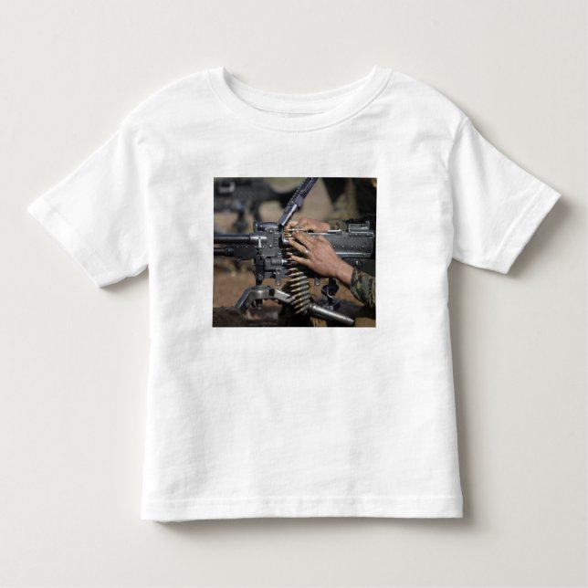 A Marine loads a M-240G machine gun Toddler T-shirt (Front)