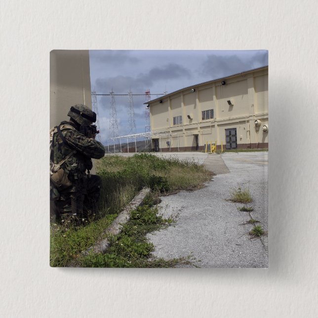 A Marine posts security Button (Front)