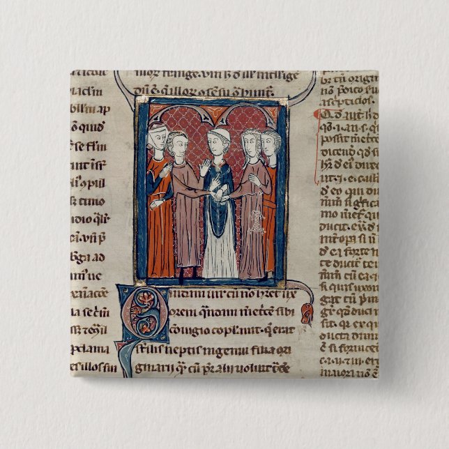 A Marriage Scene, from 'Decrets de Gratien' Button (Front)