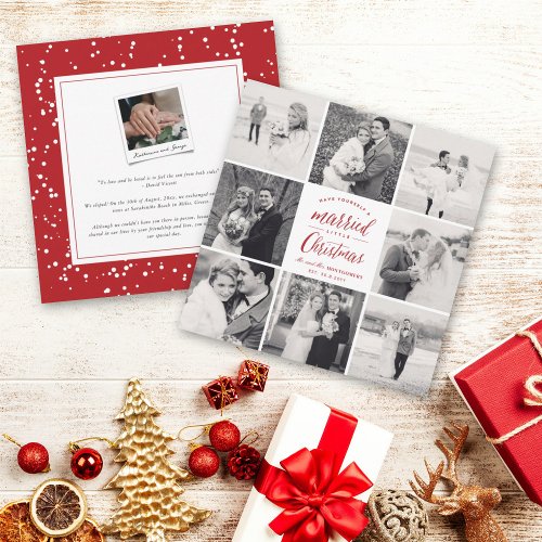 A Married Little Christmas 8 Photo Modern Wedding Holiday Card
