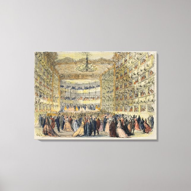 A Masked Ball at the Fenice Theatre, Venice, 19th Canvas Print (Front)