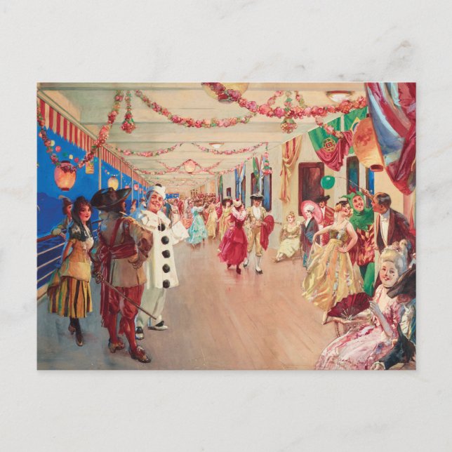 A Masked Ball on a Ship | Victor Gabriel Gilbert Postcard (Front)