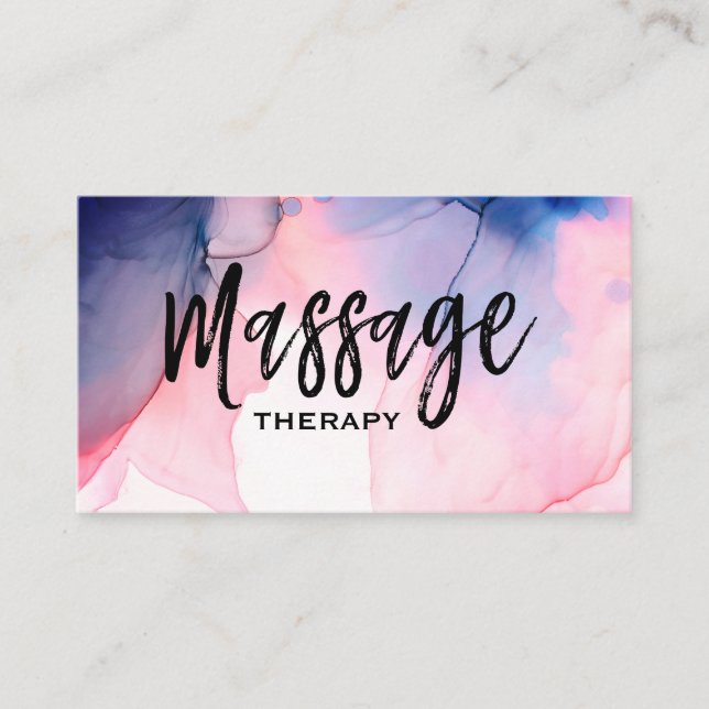 ** A Massage Therapy Massage Therapist Watercolor Business Card (Front)