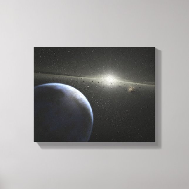 A massive asteroid belt in orbit around a star canvas print (Front)