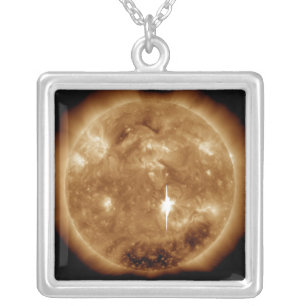 A massive X-class solar flare erupts on the Sun Silver Plated Necklace