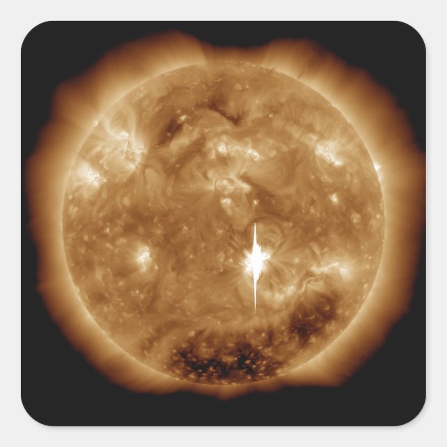 A massive X-class solar flare erupts on the Sun Square Sticker (Front)