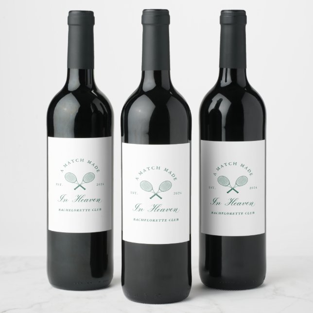A Match Made in Heaven Bachelorette Wine Label (Bottles)