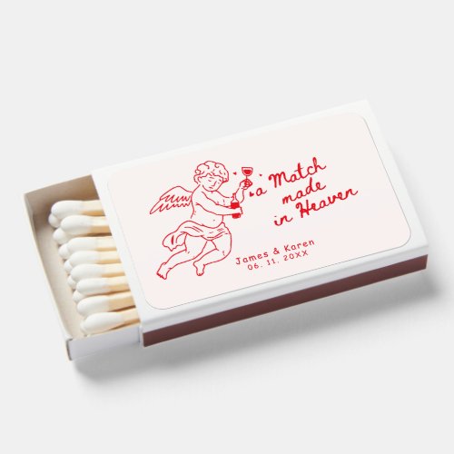 a Match made in Heaven Hand Drawn wedding Matchbox