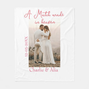 A match made in heaven photo wedding pink name sim fleece blanket