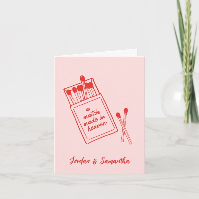 A Match Made in Heaven Pink Folded Thank You Notes (Front)
