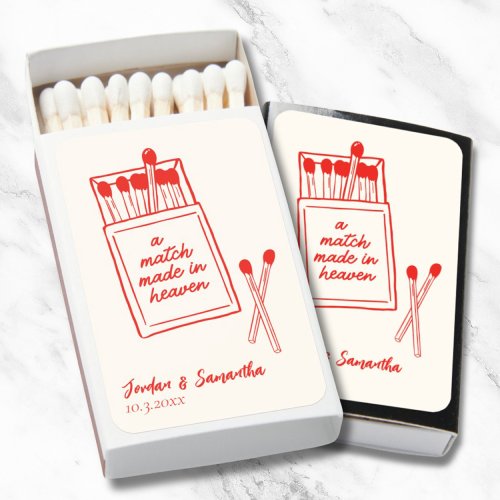 A Match Made in Heaven Red Cute Wedding Matchbooks
