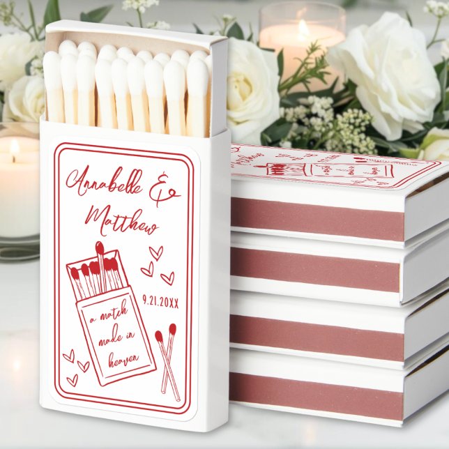 A Match Made In Heaven Red Wedding Matchboxes (Match Made In Heaven Red Wedding Matchboxes )