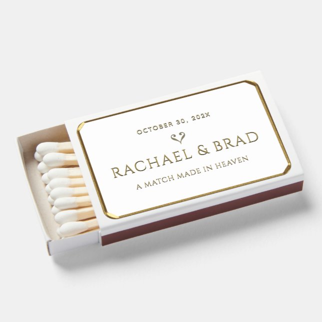 A MATCH made in heaven Wedding Favor Matchbook (Front Open)
