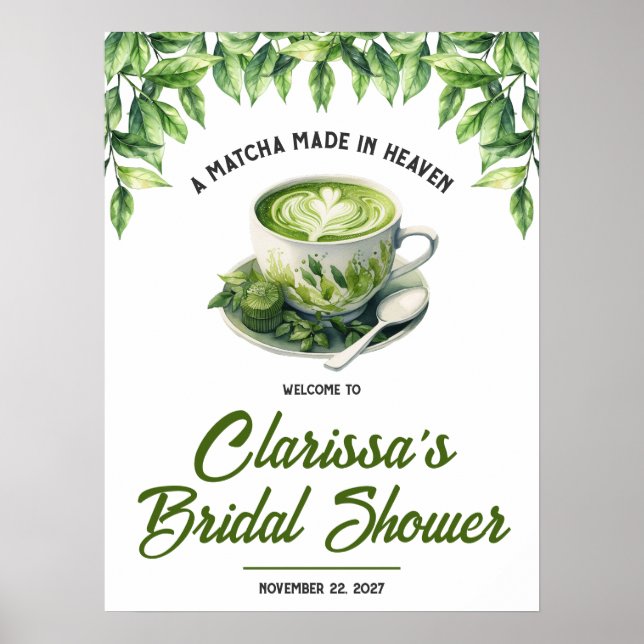 A Matcha Made in Heaven Bridal Shower Welcome Sign (Front)