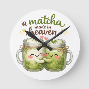 A Matcha Made in Heaven Cute Funny Pun Round Clock