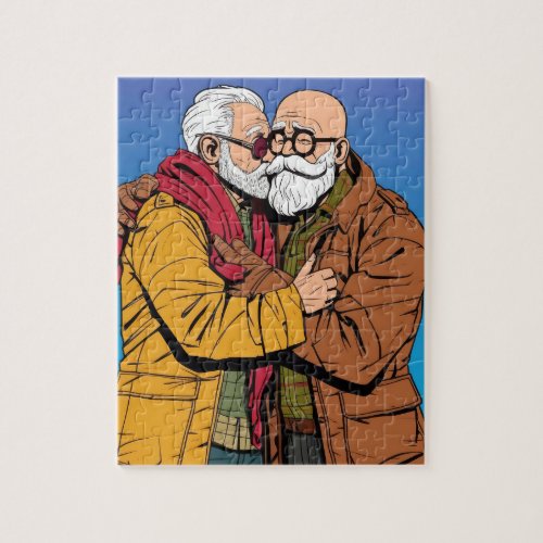 A mature gay couple Old Man Gay Love Jigsaw Puzzle