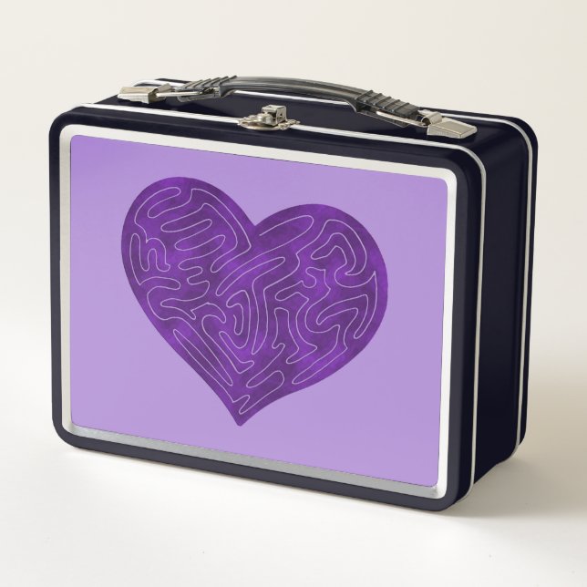 A-MAZE-ING HEART (PURPLE) METAL LUNCH BOX (Front)