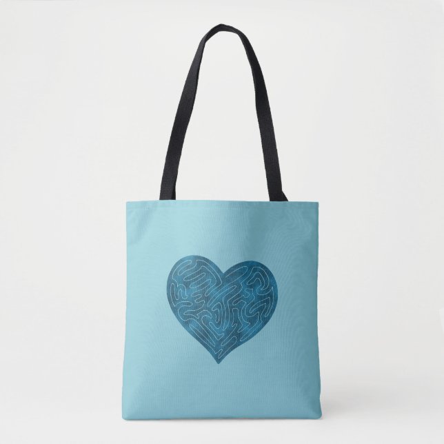 A-MAZE-ING HEART (TEAL) TOTE BAG (Front)
