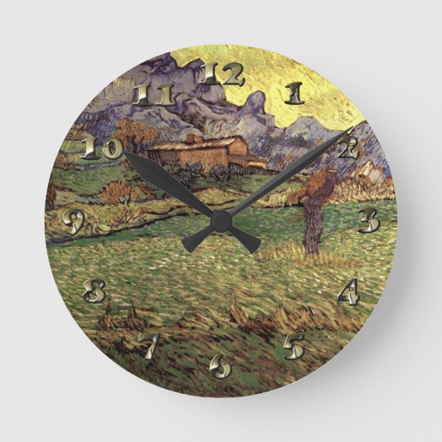 A Meadow in the Mountians - Van Gogh Round Clock (Front)