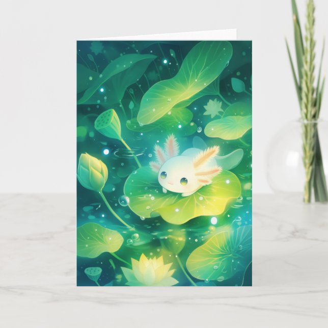 A Meadow of Petals Axolotl Secret Pond Card (Front)