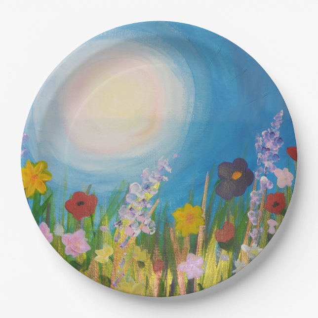 A meadow of wildflowers paper plates (Front)