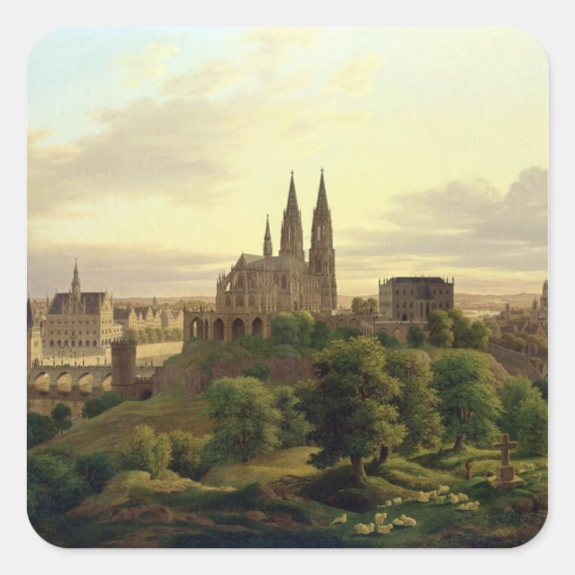 A Medieval Town in 1830, 1830 Square Sticker (Front)