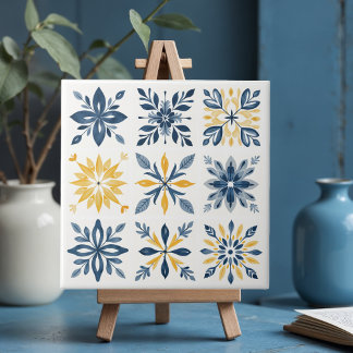 A Mediterranean Tile Design with Floral Geometric